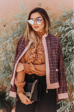 Casaqueto esportivo em tweed com zíper