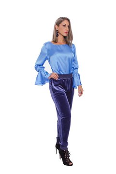 Imagem do Blusa/camisa básica com punho babados em crepe toque de seda