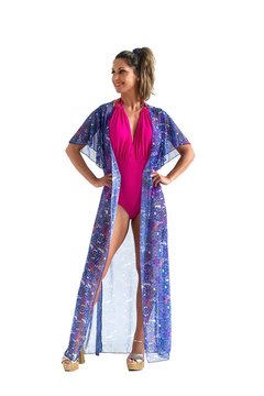 Kimono em malha de tule