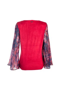 Blusa em suede com mangas esvoaçantes em musseline de seda - loja online
