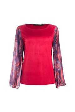 Imagem do Blusa em suede com mangas esvoaçantes em musseline de seda