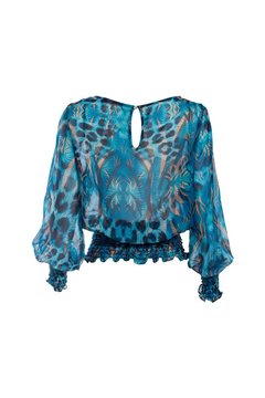 Blusa em musseline de seda com cintura em lastex