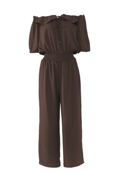 Macacão ombro a ombro pantalona em crepe - Donna Brasiliana