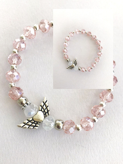Pulsera ángeles cristales rosa - comprar online
