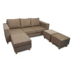 Sillón esquinero Cordoba de 3 cuerpos premium tapizado en chenille o eco cuero más 2 puff