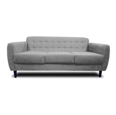 Sillón Deco de 3 cuerpos tapizado en lino con respaldo capitoné