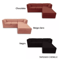 Esquinero Chenille 3 Cuerpos 190 x 170 (esquinero izquierda o derecha ud elige) Almohadones con Placa Soft - tienda online