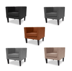 Sillón de un cuerpo estilo poltrona tapizado en pana o lino - comprar online
