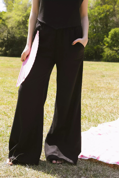 PANTALON LINO CAPRI - BLACK