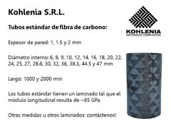 Tubo fibra de carbono D14x18 mm x L2000 mm - comprar online
