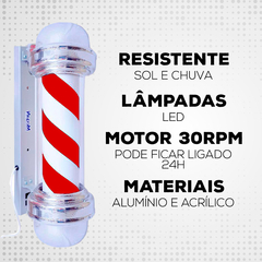 Barber Pole Poste de Barbeiro Vermelho 65cm sem Globo 110V na internet