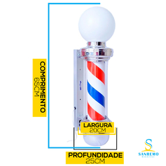 Barber Pole Poste de Barbeiro Com Globo Gira e Acende 65cm Megan - comprar online