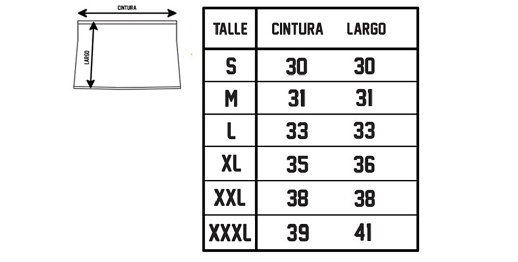 Tabla de Talles Pollera Short Black Crown