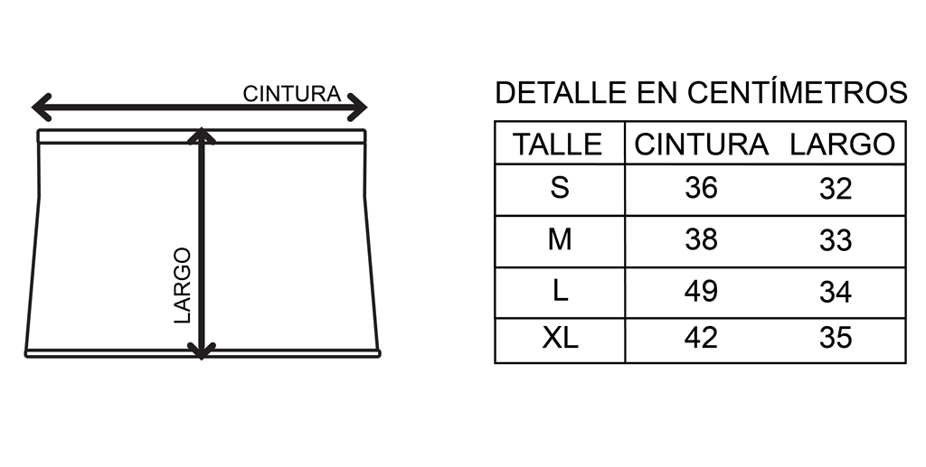 Tabla de Talles Polleras Nox Pro