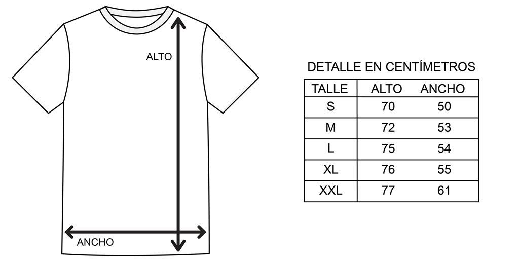 Tabla de Talles Remeras Hirostar Training