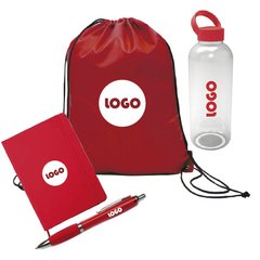 Kit de Bienvenida para ingresantes  mochila, cuaderno, boligrafo y botella con el logo de tu empresa