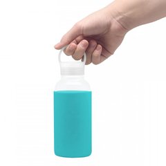 botella de vidrio con silicona de colores con el logo de tu empresa