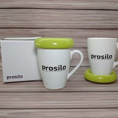 Taza Con Tapa + Posavaso