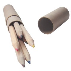 Cilindro de carton con lapices de colores, ideal para regalo de comienzo de clases
