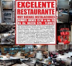EXCELENTE RESTAURANTE en CABA - REMATE GASTRONOMICO EL JUEVES 17/10/2019
