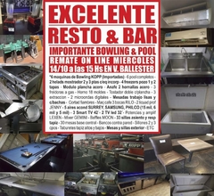 RESTO & BAR - IMPORTANTE BOWLING POOL - REMATE GASTRONÓMICO EL MIERCOLES 14/10