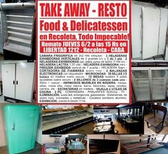 TAKE AWAY & RESTO en RECOLETA - SUBASTA GASTRONOMICA EL JUEVES 6/2/2020