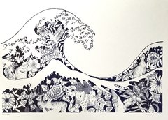 Serigrafía Ola Azul Oscuro