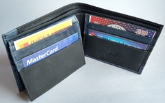 Billetera en Cuero Color Negro Mate/Azul Rey - comprar online