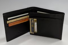 Billetera en Cuero Negro 3 cuerpos