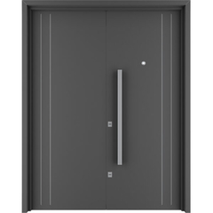 PUERTA ESTAMPADA CON APLIQUES DE ALUMINIO 1.60 MTS