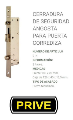 cerradura prive 214 corrediza - comprar online