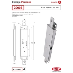 Cerradura De Seguridad Cortina Persiana Metalica 2004 Kallay - comprar online