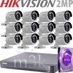 KIT HIKVISION DVR 16 + 12 CAMARAS + DISC--KIT HIK 4 16-12 HD