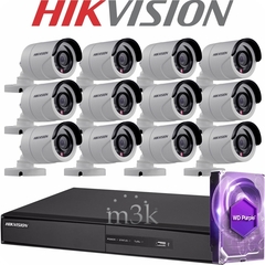 KIT HIKVISION DVR 16 + 12 CAMARAS + DISC--KIT HIK 1 16-12 HD