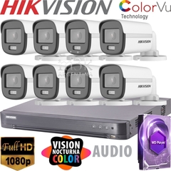 Kit HIKVISION Dvr 16 + 8 CAMARAS + Disco - KIT HIK 2 COLOR VU AUDIO 16-8 HDD