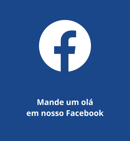 Imagem com logo do Facebook e mensagem "Mande um olá em nosso Facebook"