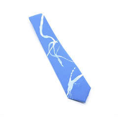 Gravata Azul Médio pintada à mão V2