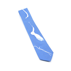 Gravata Azul Médio pintada à mão V1