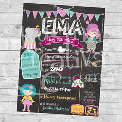 Cuadro Pizarra personalizada con datos - Diseño Circo