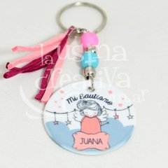 Llaveros con medalla plástica personalizados x 10 unidades