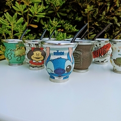 MATE DE VIDRIO FORRADO CON BOMBILLA ALUMINIO - comprar online