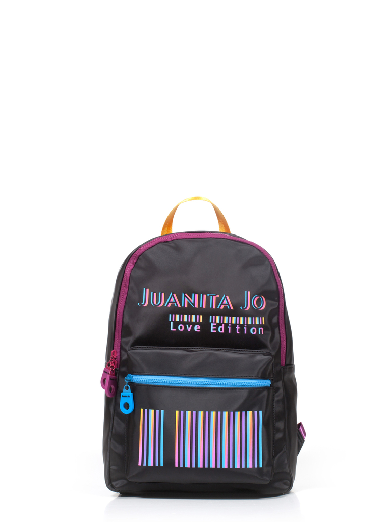 mochila ceres pocket Juanita Jo negra con multicolor