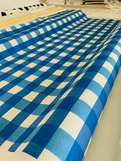 CUADRILLE AZUL + TURQUESA / TUSOR CRUDO