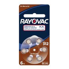 Pilas Botón Audiologia Rayovac L312-6LAZM