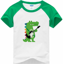 Camiseta Raglan Infantil Dinossauro do Rock