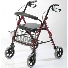 Andador plegable con asiento, canasto y frenos