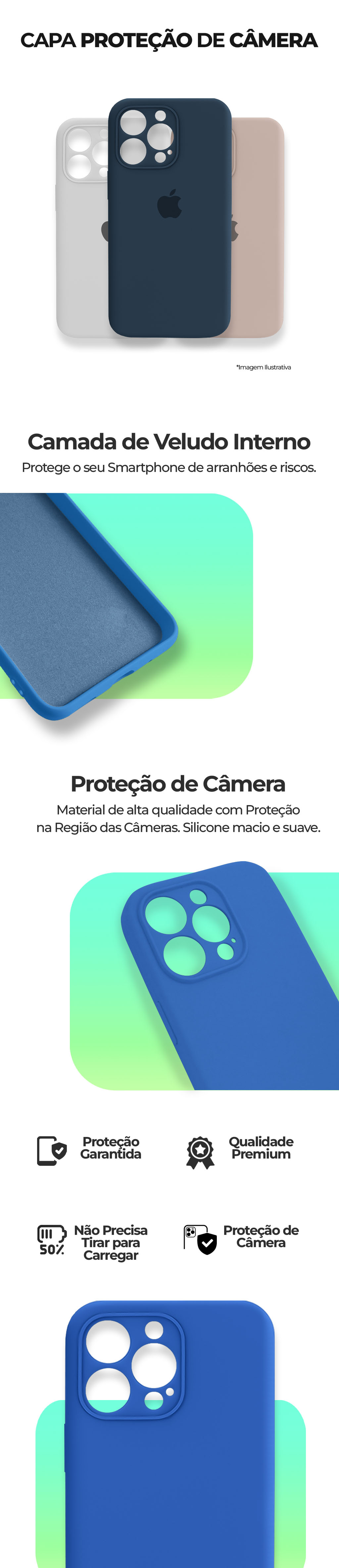 Capinha Celular iPhone 13 Pro Max com Proteção de Câmera