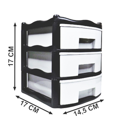 Mini gaveteiro retangular com 3 gavetas organizador - comprar online