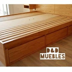 Cama 2 Plazas Box En Paraiso C/ Cajones Y Baulera + Respaldo