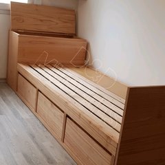 Cama de 1 plaza con 3 cajones + bauleras + baul para almohadas. - comprar online